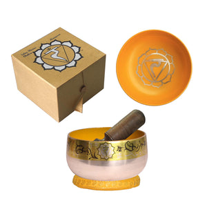 Solar Plexus Chakra Singing Bowl - Yellow 12.5cm Gift Set - Crystal Karma By Trina